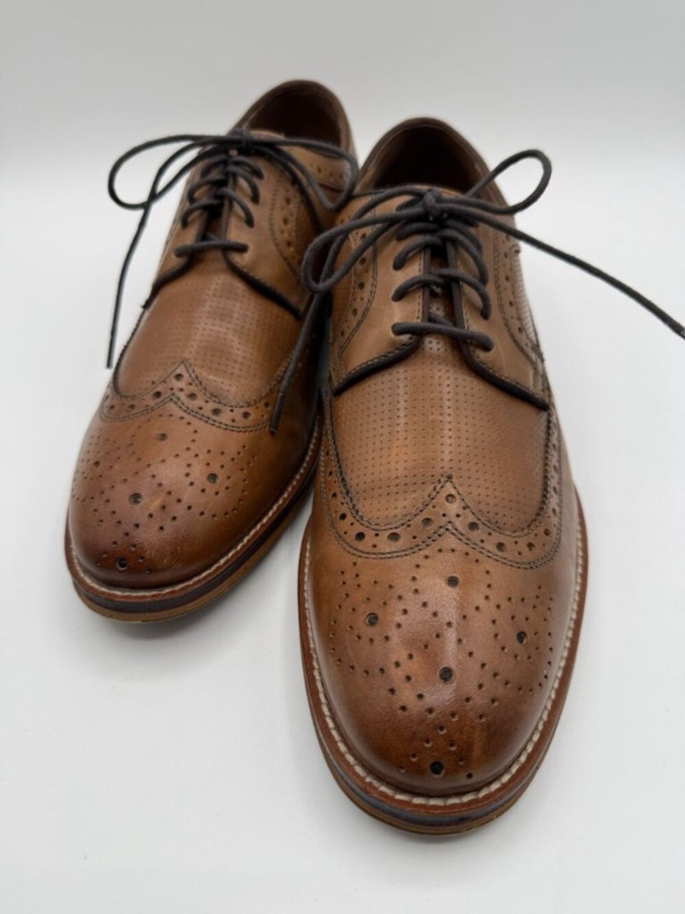 Johnston & Murphy Conard Oxford Shoes Men's 10M Wingtip Tan Leather 20-3310